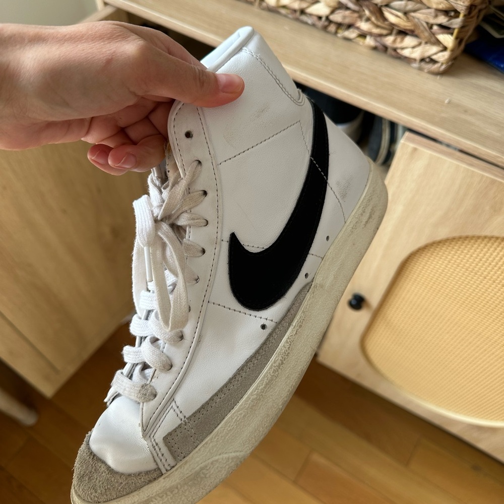Nike White and Black High-Top Sneakers